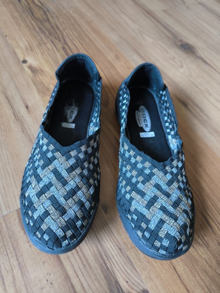 Rock Spring buty damskie 38 czarne złote srebrne wsuwane memory foam