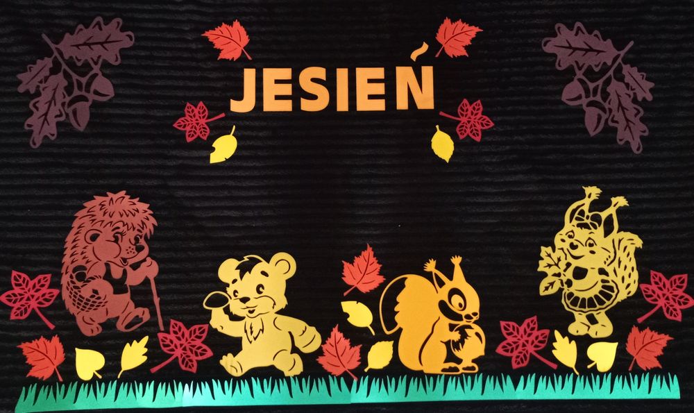 Jesień XXL - (4 zwierzątka) - gazetka, dekoracja