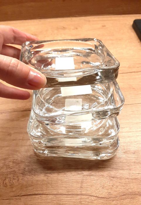 nowa podstawka na świecę ze szkła bezbarwnego x 4