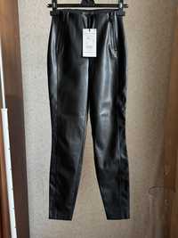 шкіряні кожаные штаны брюки лосини легінси XS S 34 36 чорні черные