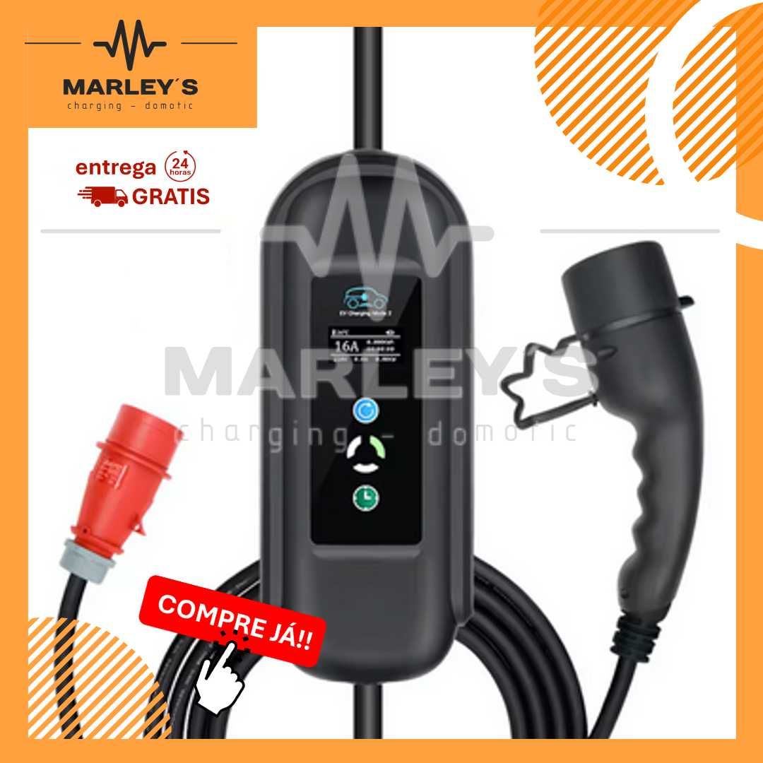 Carregador Portátil  11 kw - 16A -Tipo 2 - C/ Suporte Parede