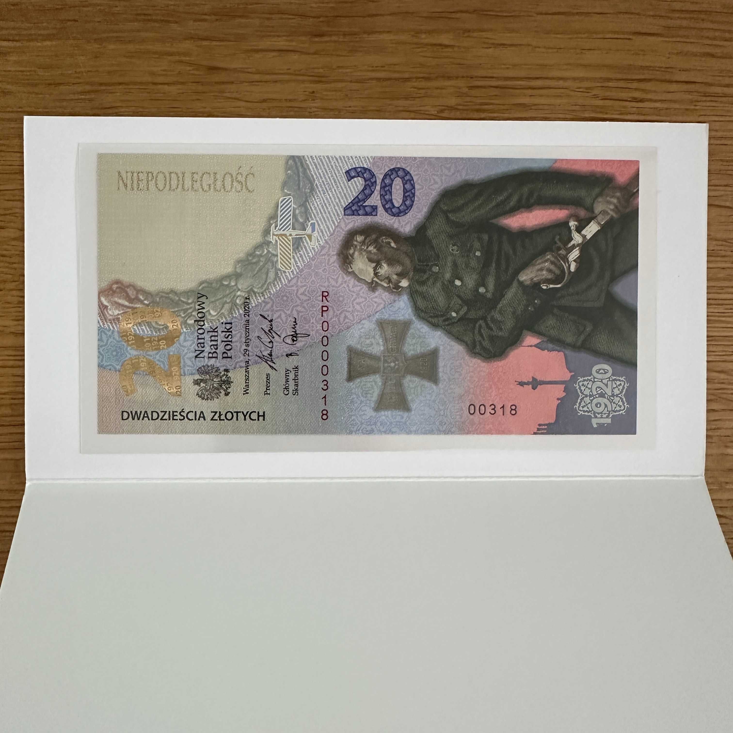 20 zł Bitwa Warszawska numer 318 niski banknot kolekcjonerski NBP 2020