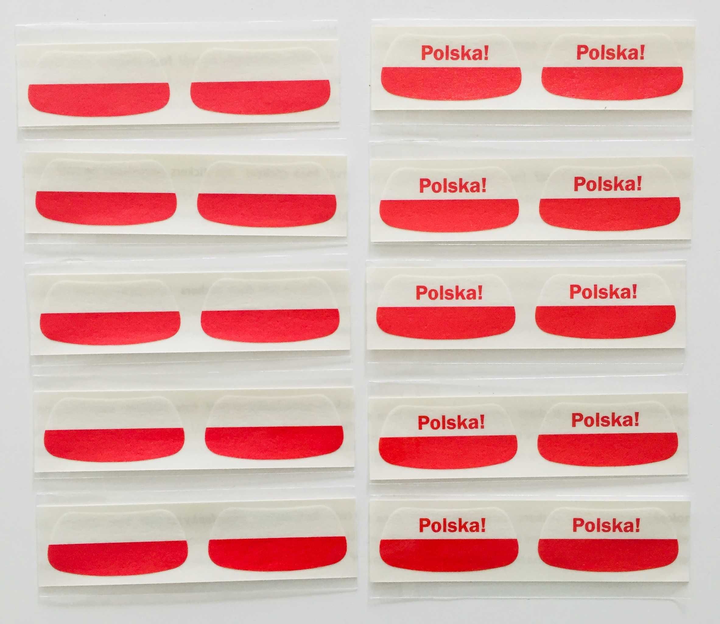 Naklejki na ciało i twarz Polska flaga biało-czerwona x20 par