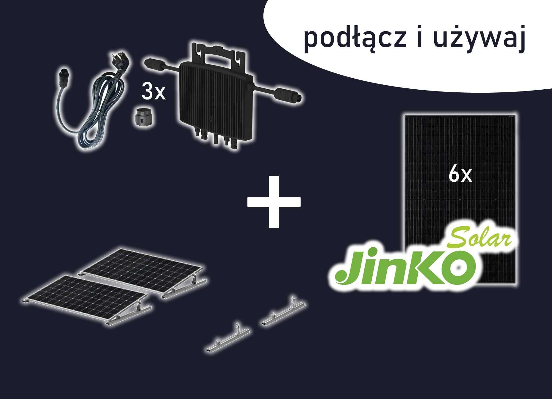 Pakiet 2,58KWp 1-3 fazy  /  3x mikroinwerter + 6x panele + konstrukcja