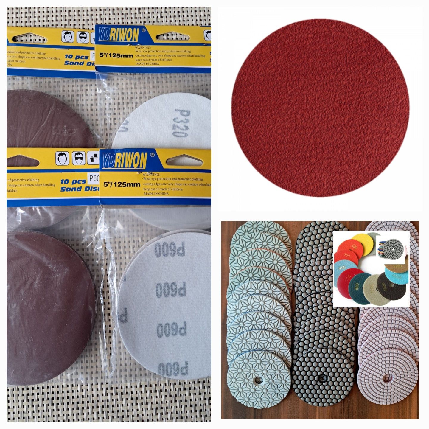 Круги/наждачка  зернистость 36-600 (10 штук упаковка) 125 mm,черепашка