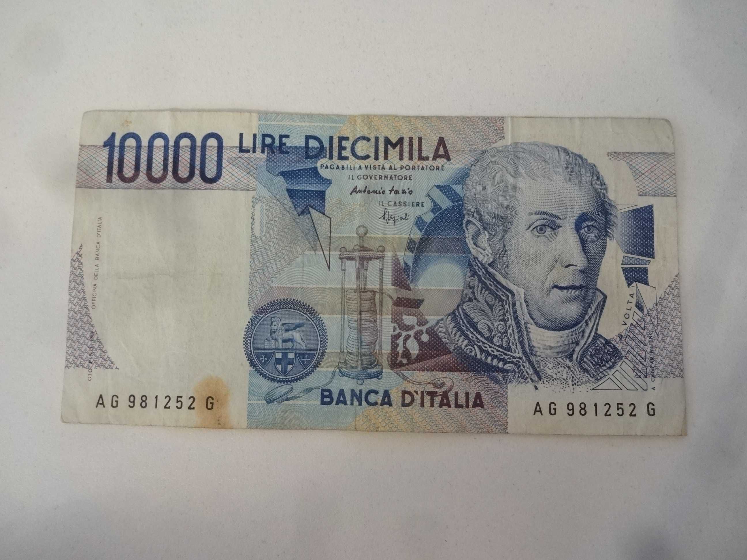 Banknot Wlochy Italia 10000 Lire  - jak na fotki seria AG