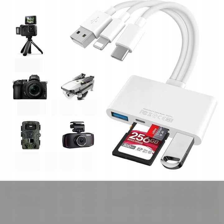 Czytnik Kart Pamięci 5w1 Adapter USB OTG kart SD do iPhone/iPada USB-C
