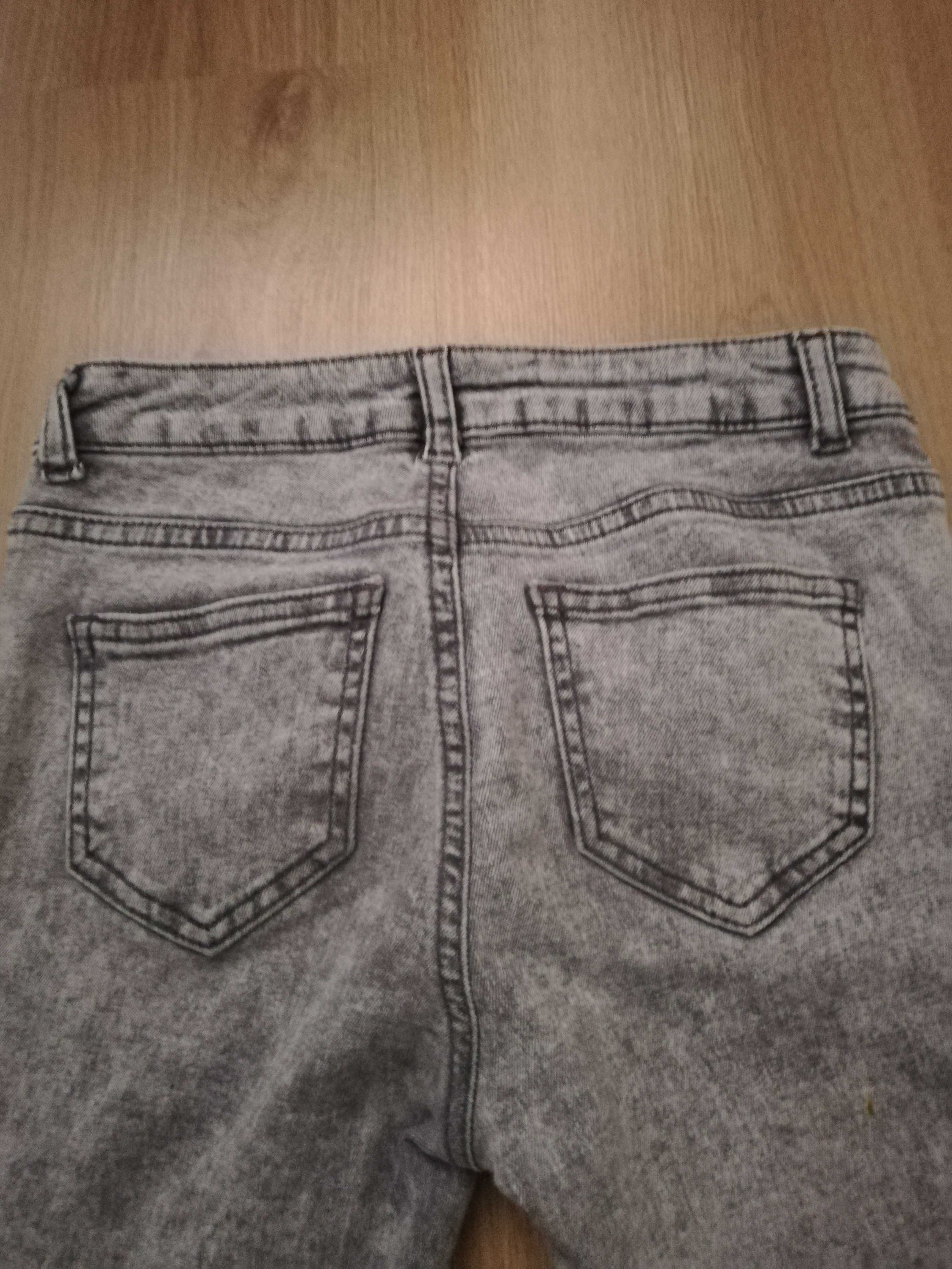 Spodnie jeansy rurki xs szare zamki