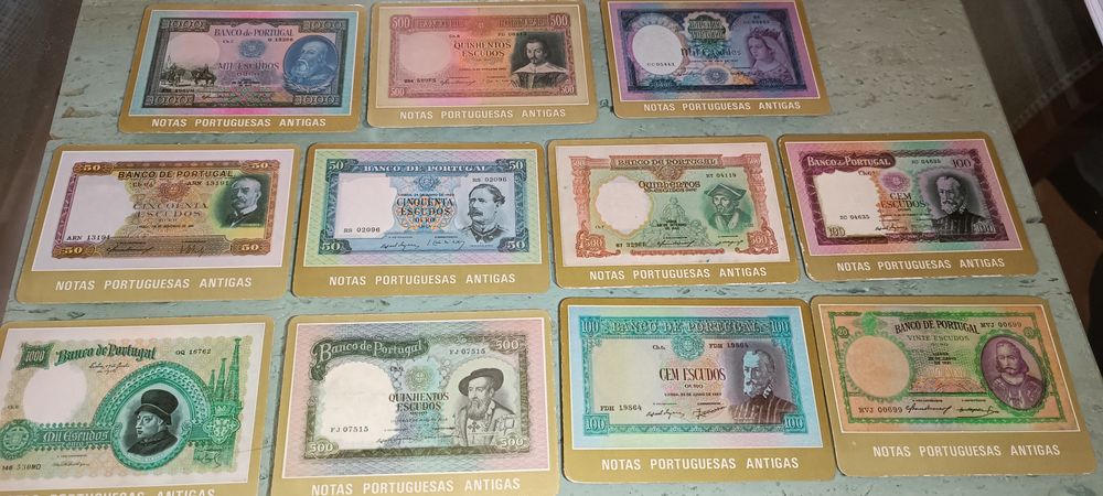 Coleção de 11 calendários de bolso notas portuguesas antigas 1985
