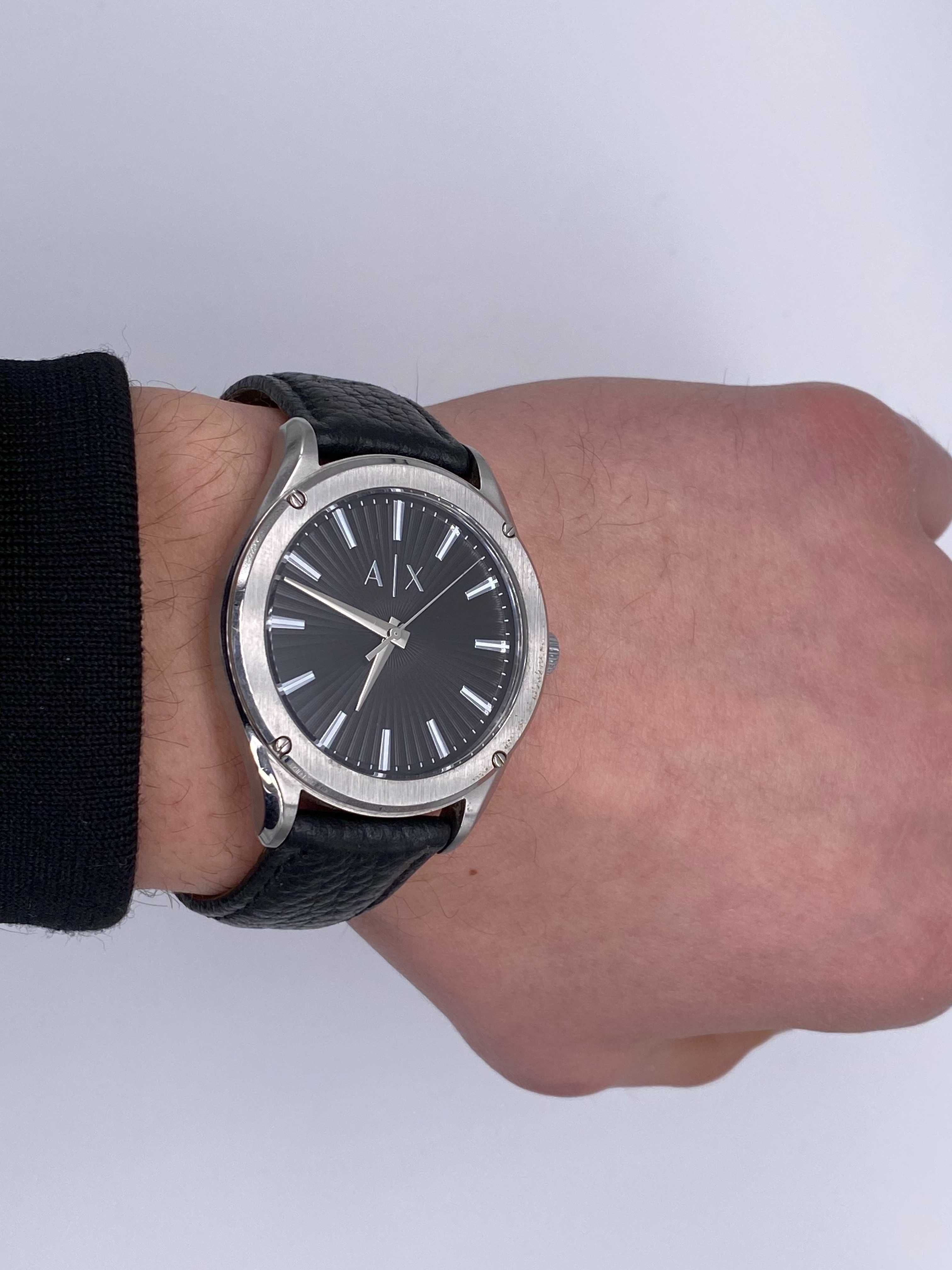 Srebrny Zegarek Armani Exchange Classic męski AX2803 skórzany pasek