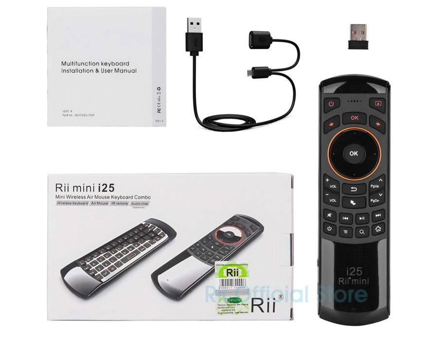 Mini bezprzewodowa klawiatura pilot Air Mouse Rii Mini i25 2.4G 2w1