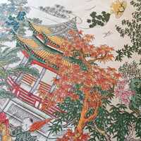 Obrus wykonany w Chinach, haftowany jedwab