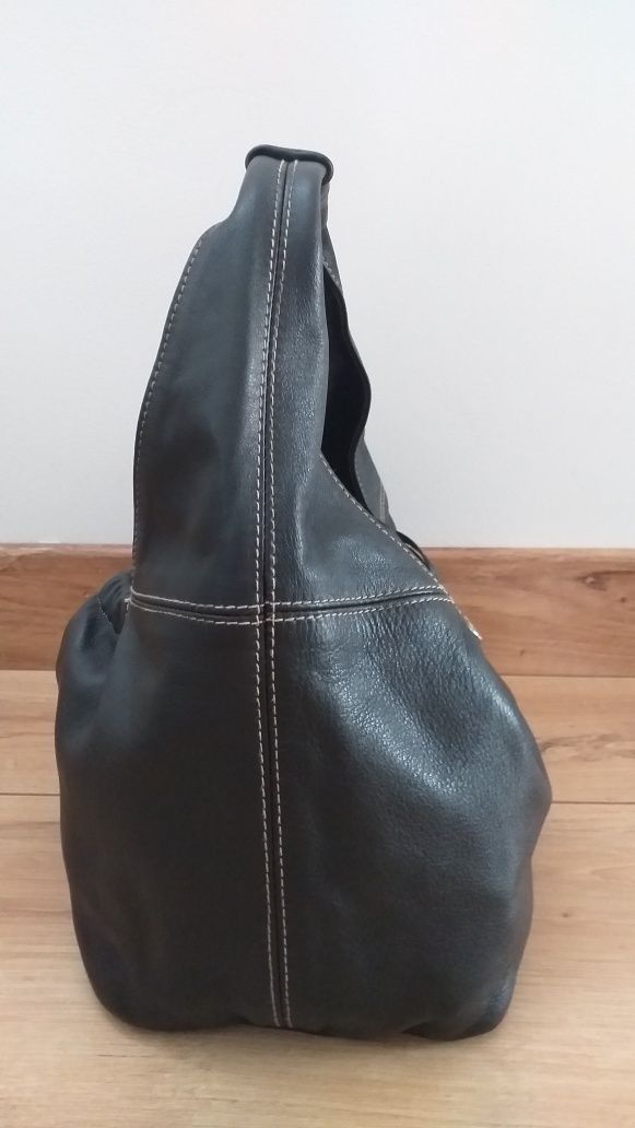 FURLA MAŁA oryginalna skóra naturalna skórzana torebka baguette czarna