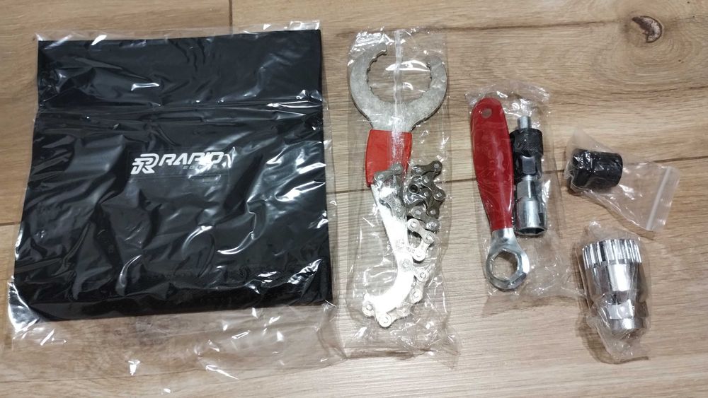 Zestaw narzędzi rowerowych bacik ściągacz korby klucz suportu opaski