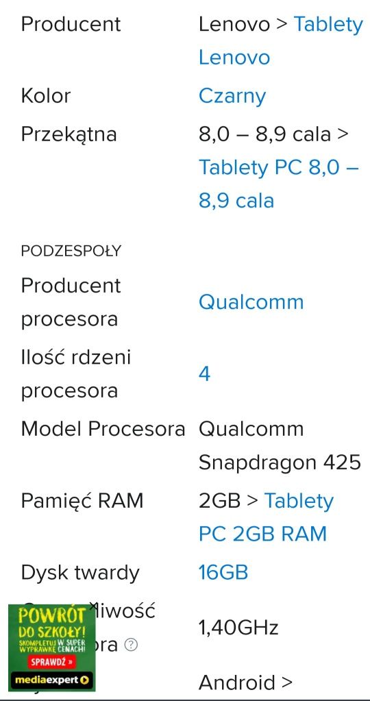 Tablet Lenovo Tab 4 8" LTE,2/16