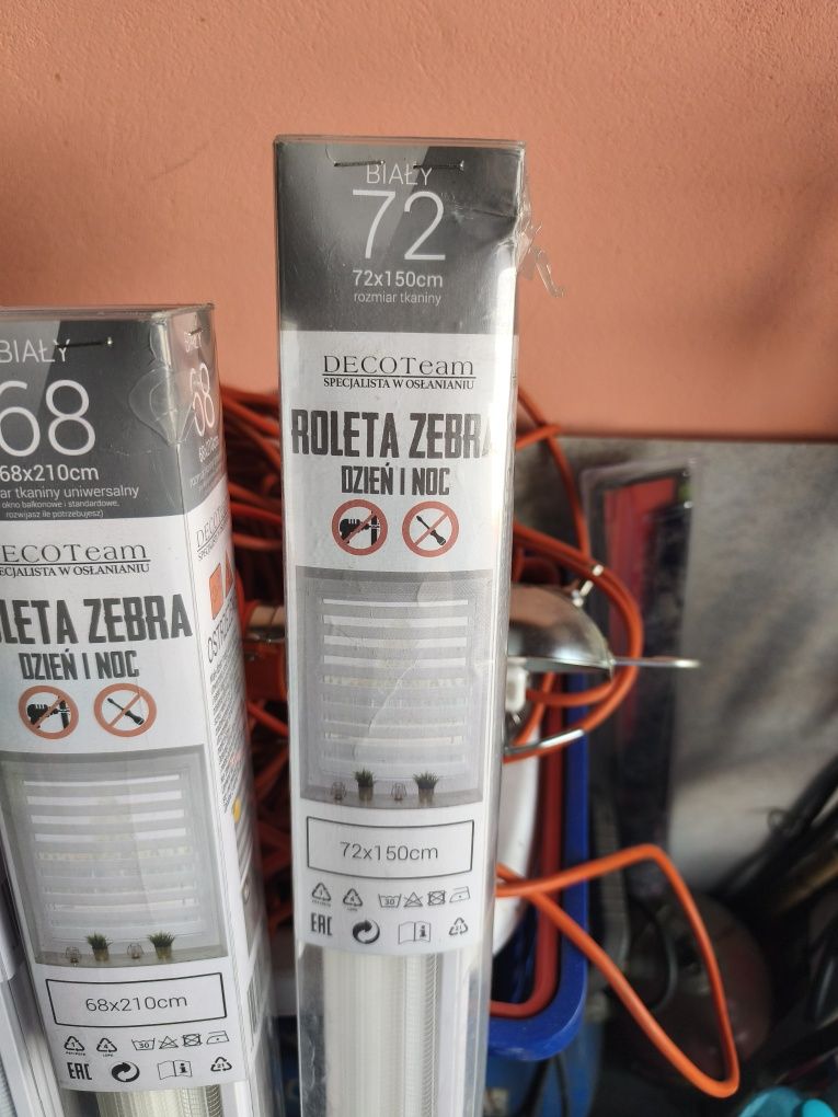 Rolety Zebra Dzień Noc Białe 4 sztuki 72/150 68/210 nowe