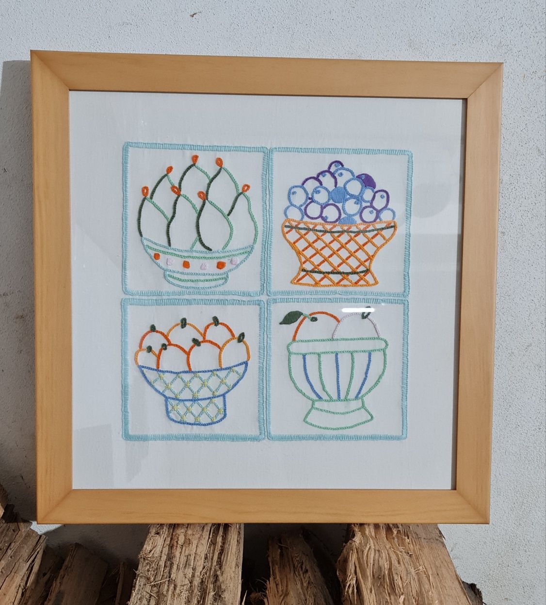 Quadro com bordado mao