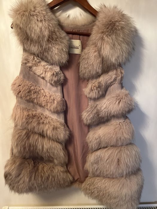 Futro lis kamizelka rozowa pidrowa xxl