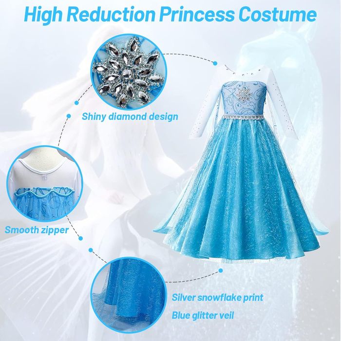 Strój Elsa z dodatkami dla dziewczynek 100Cm