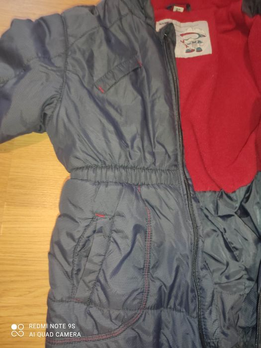 Kombinezon zimowy ciepły z kapturem i mankietami 75-80-86 cm na rok