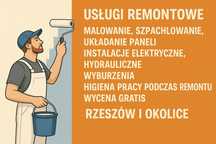 Malowanie, szpachlowanie, gips-karton, instalacje, wyburzenia. Rzeszów