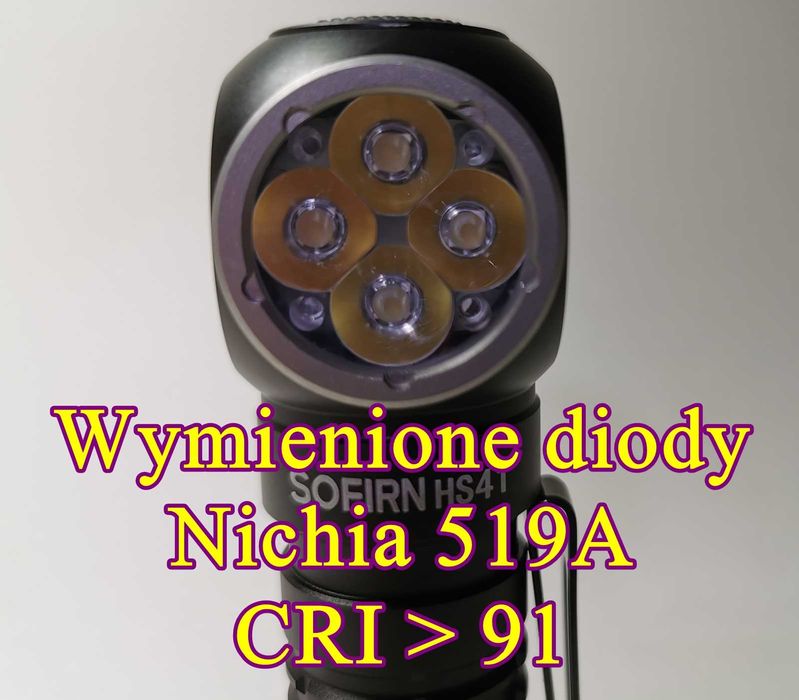 Diody wymienione na Nichia 519A, 4000LM, poteżna latarka czołowa