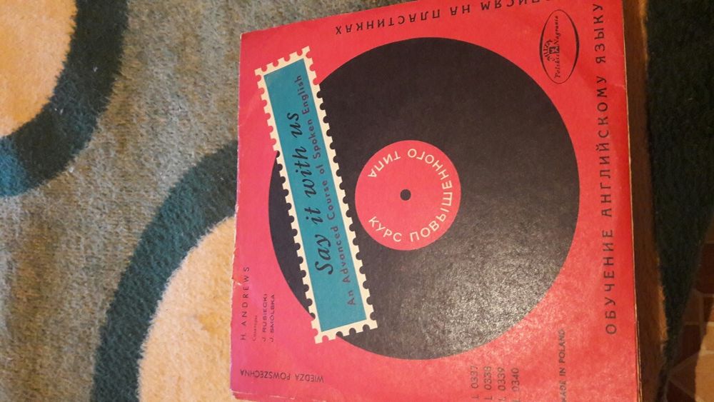 Виниловая пластинка + книга обуч. англ. Языка37 уроков на 4 пластинках