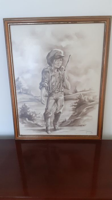 Quadro com moldura antiga 53x67cm