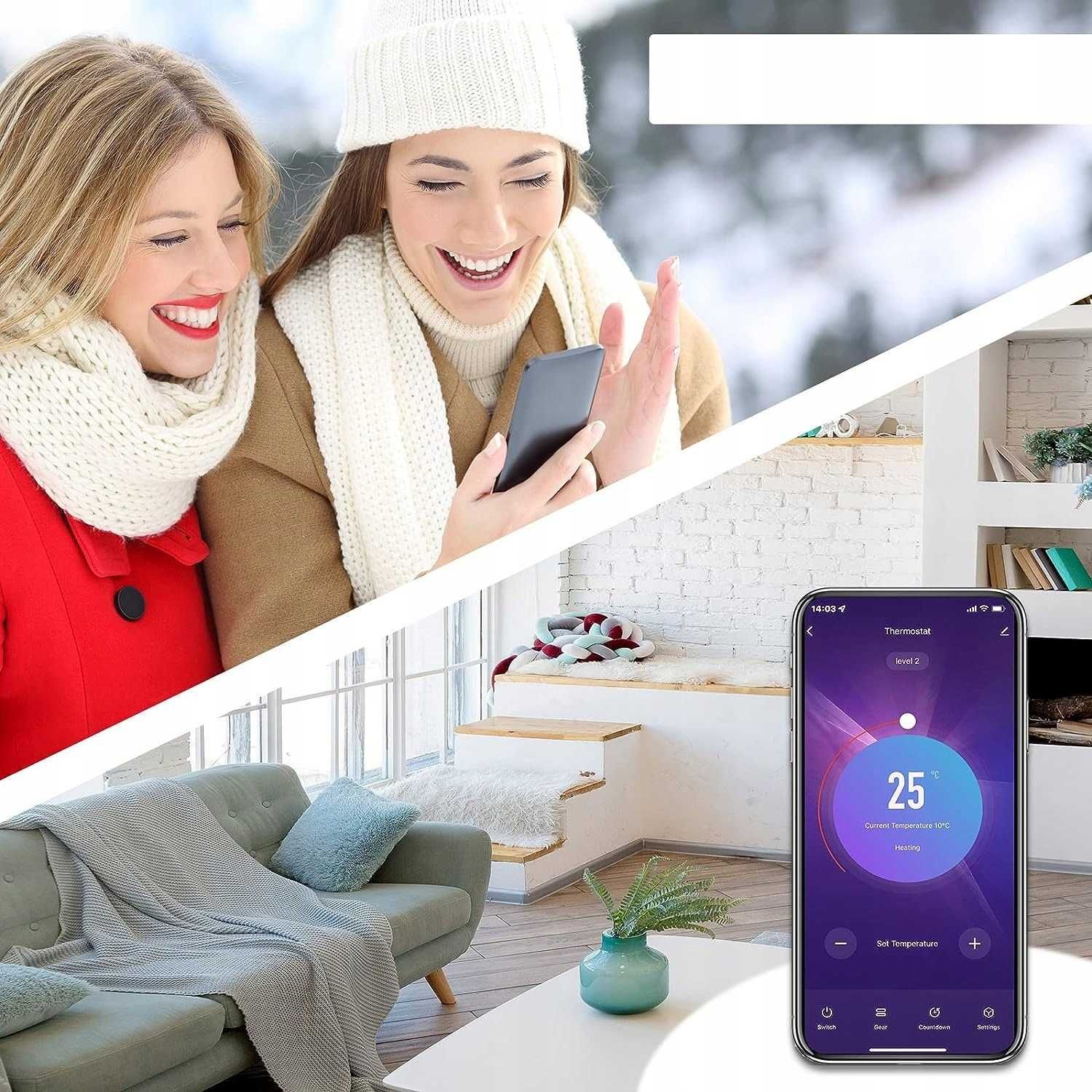 Inteligentny termostat Wifi Biały