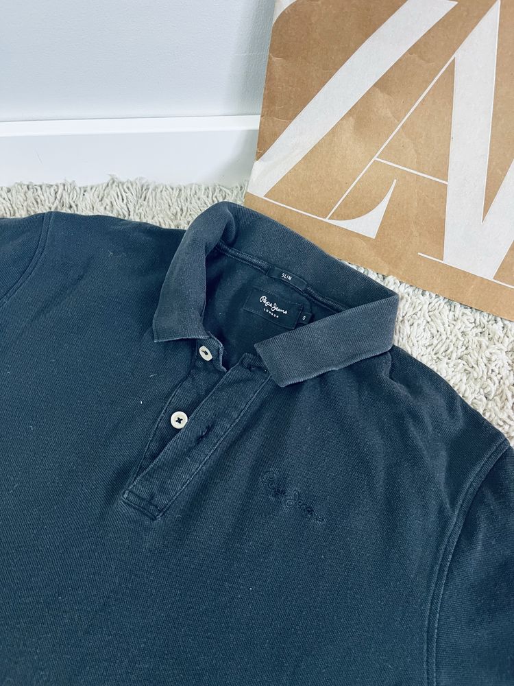 Pepe jeans rozm S koszulka meska z kolnierzykiem slim czarna