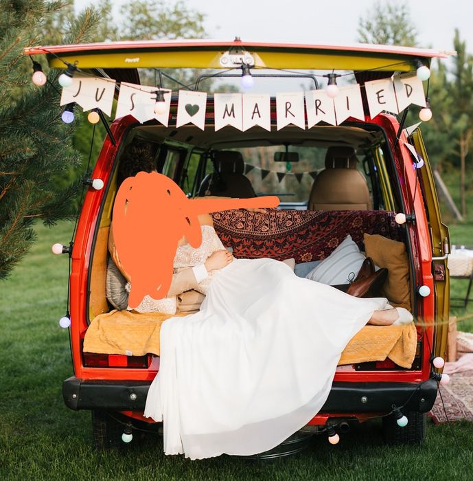 Just married - chorągiewki z napisem, dekoracja ślubna /weselna
