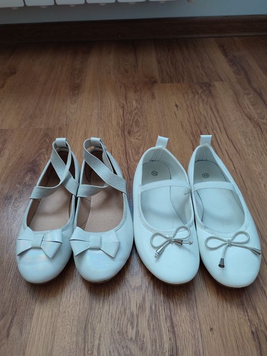 Baleriny dziewczęce, buty eleganckie, rozmiar 31 i 32, 2 pary