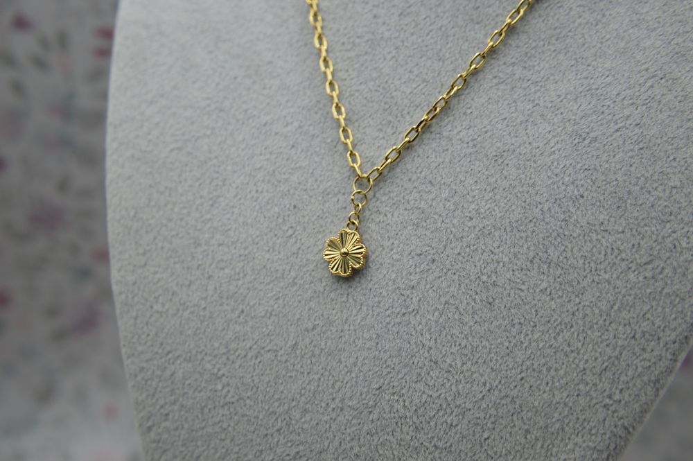 Złoty komplet biżuterii z koniczynami czterolistnymi bransoletka 585