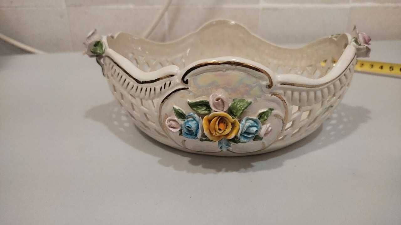 Koszyk porcelanowy ażurowy ręcznie malowany sze. 20 GL 15 wys 8