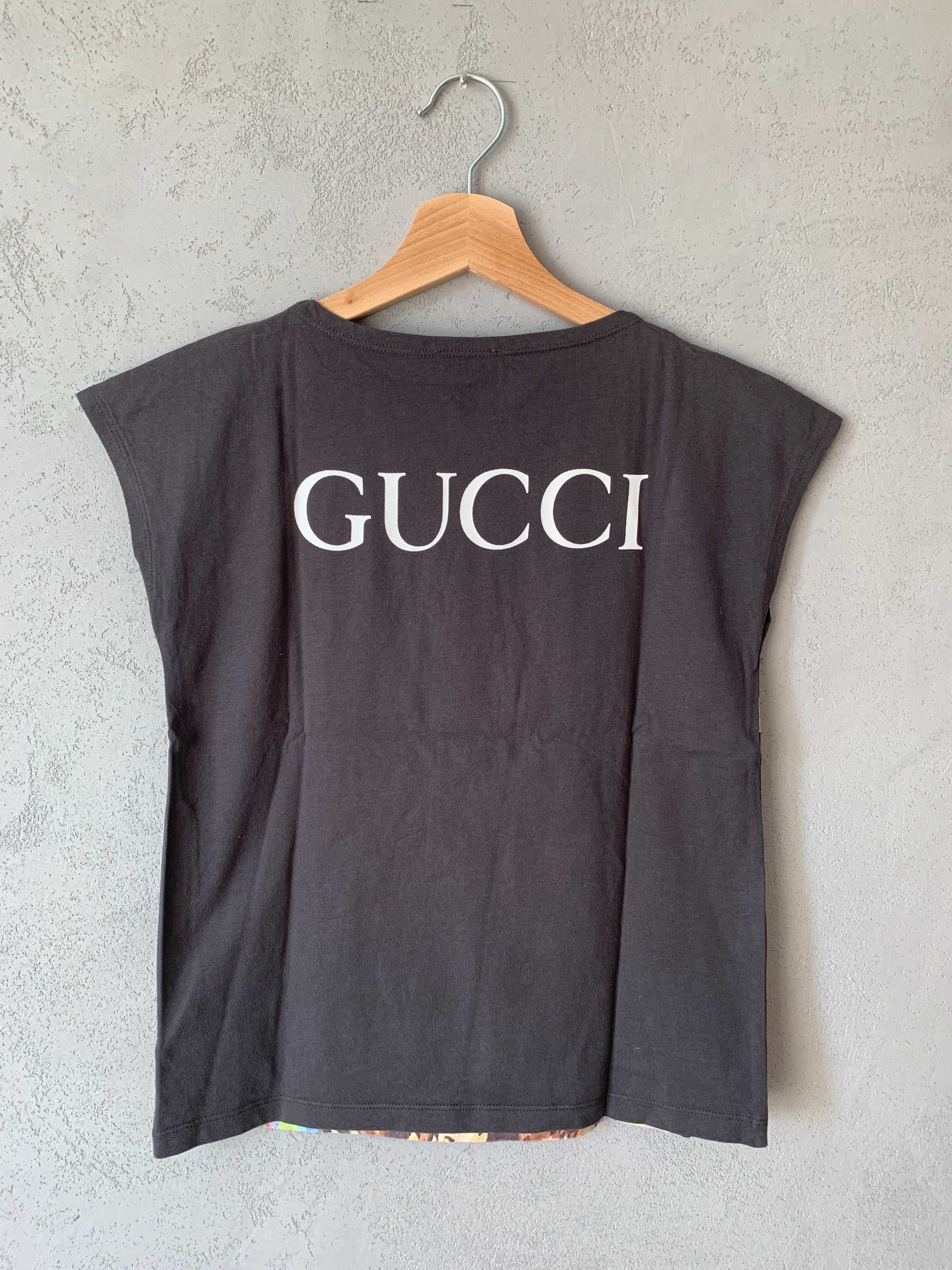 Koszulka t-shirt Gucci z szarym kotem psychodeliczna 128