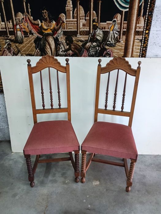 Cadeiras de quarto em madeira maciça , tecido em veludo lavável, exemp