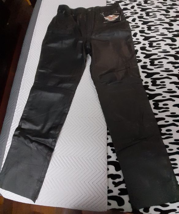 Calças em pele genuína Harley Davidson