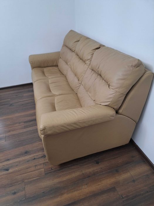 Sofa wypoczynkowa skórzana z funkcją spania