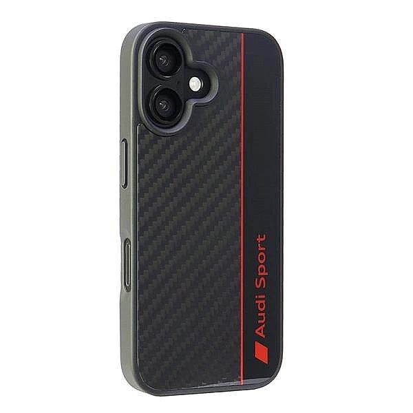 Etui Audi Carbon Fiber Stripe na iPhone 16/6.1" - czarne