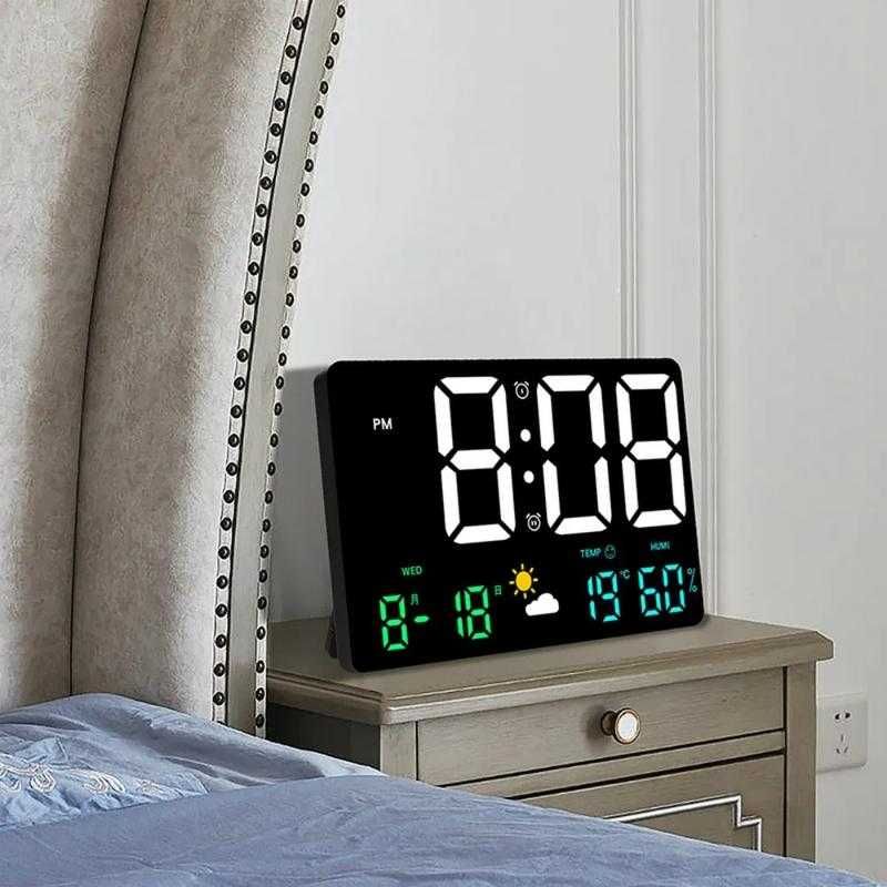 Настольные/настенные электронные LED часы, термометр, гигрометр