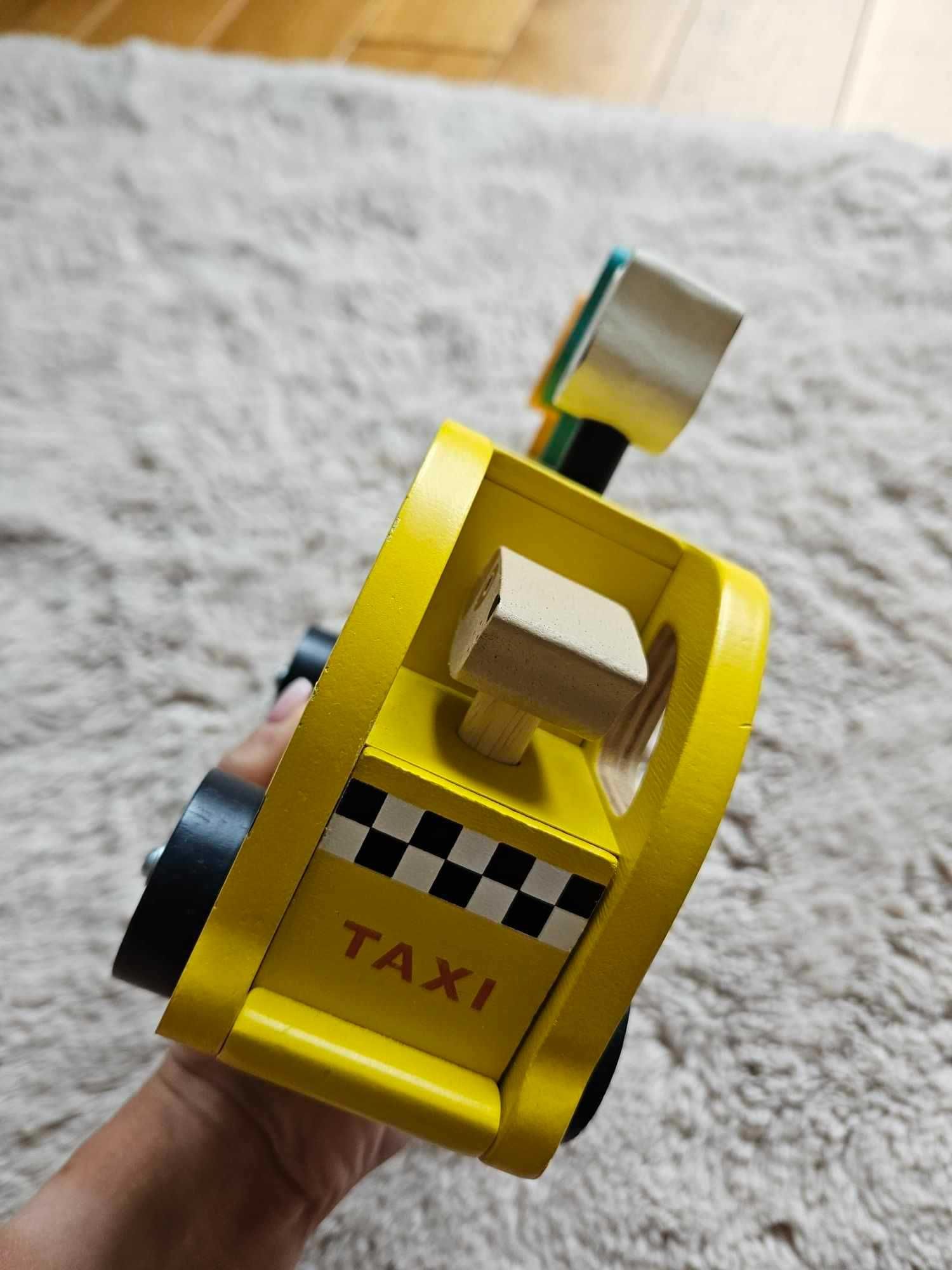 Samochodzik taxi drewniany Tender Leaf Toys