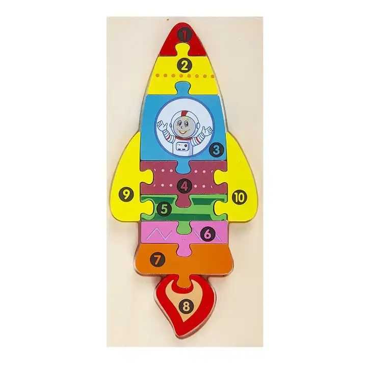 Puzzle drewniane 3D montessori - Rakieta