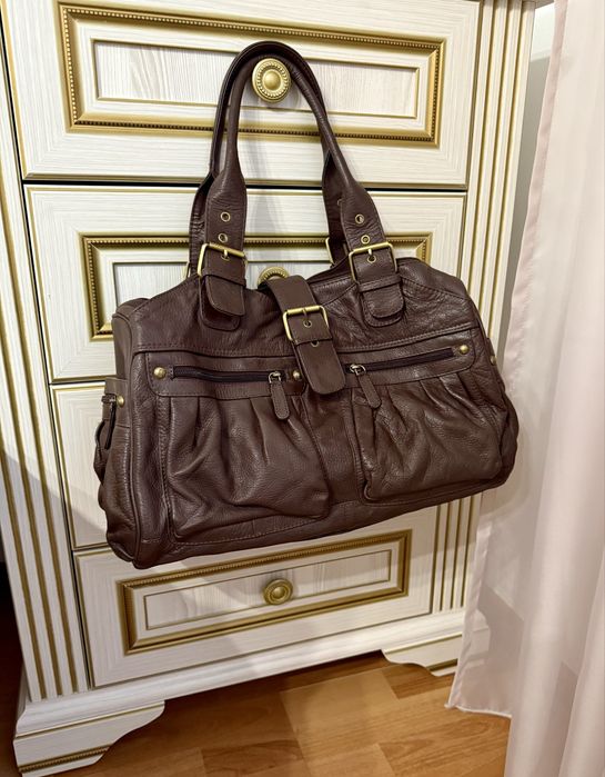 Сумка велика шкіряна коричнева Tommy&Kate