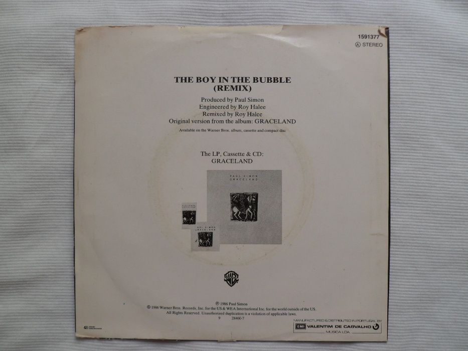 Paul Simon "The Boy In The Bubble" 7" single