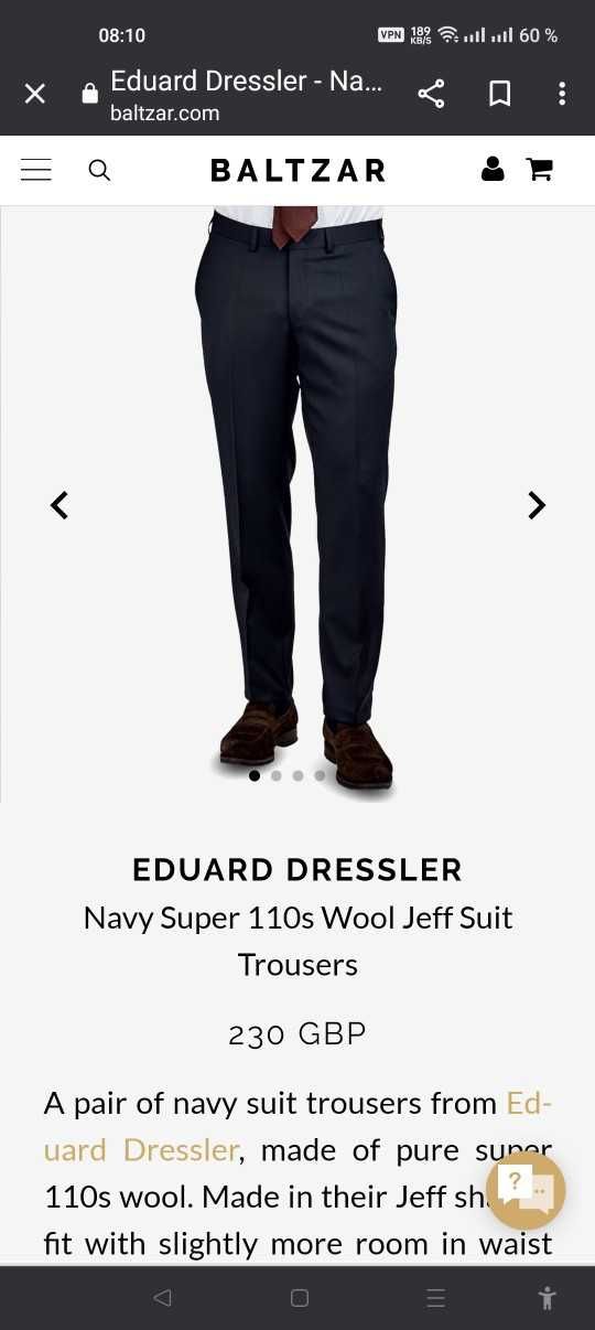 Джинсы брюки Eduard Dressler wool trousers Germany w34 navy.