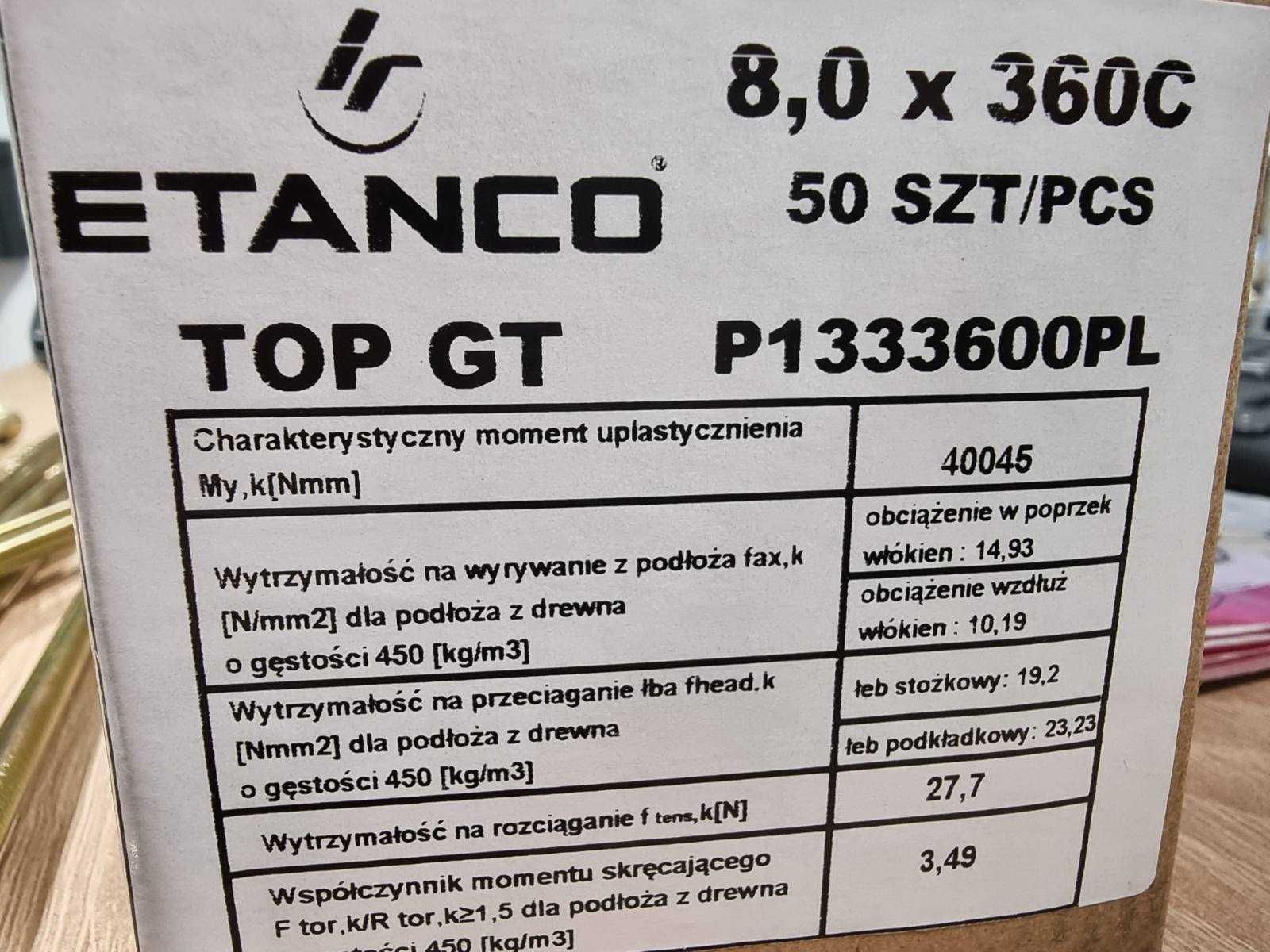 Wkręt ciesielski ETANCO 8,0 x 360C op.50szt