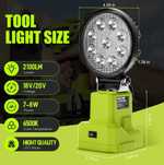 Lampa robocza LED pod baterie Ryobi 18V/20V - REGULOWANA JASNOŚĆ