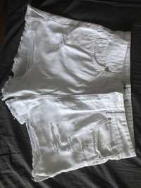 Spodenki szorty 2szt. Biały jeans i zielone materiałowe