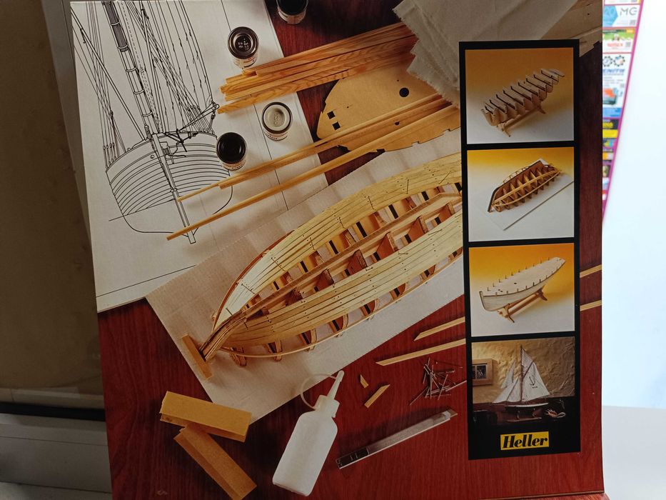 Stary Drewniany Statek do Samodzielnego Złożenia - "Made in France"