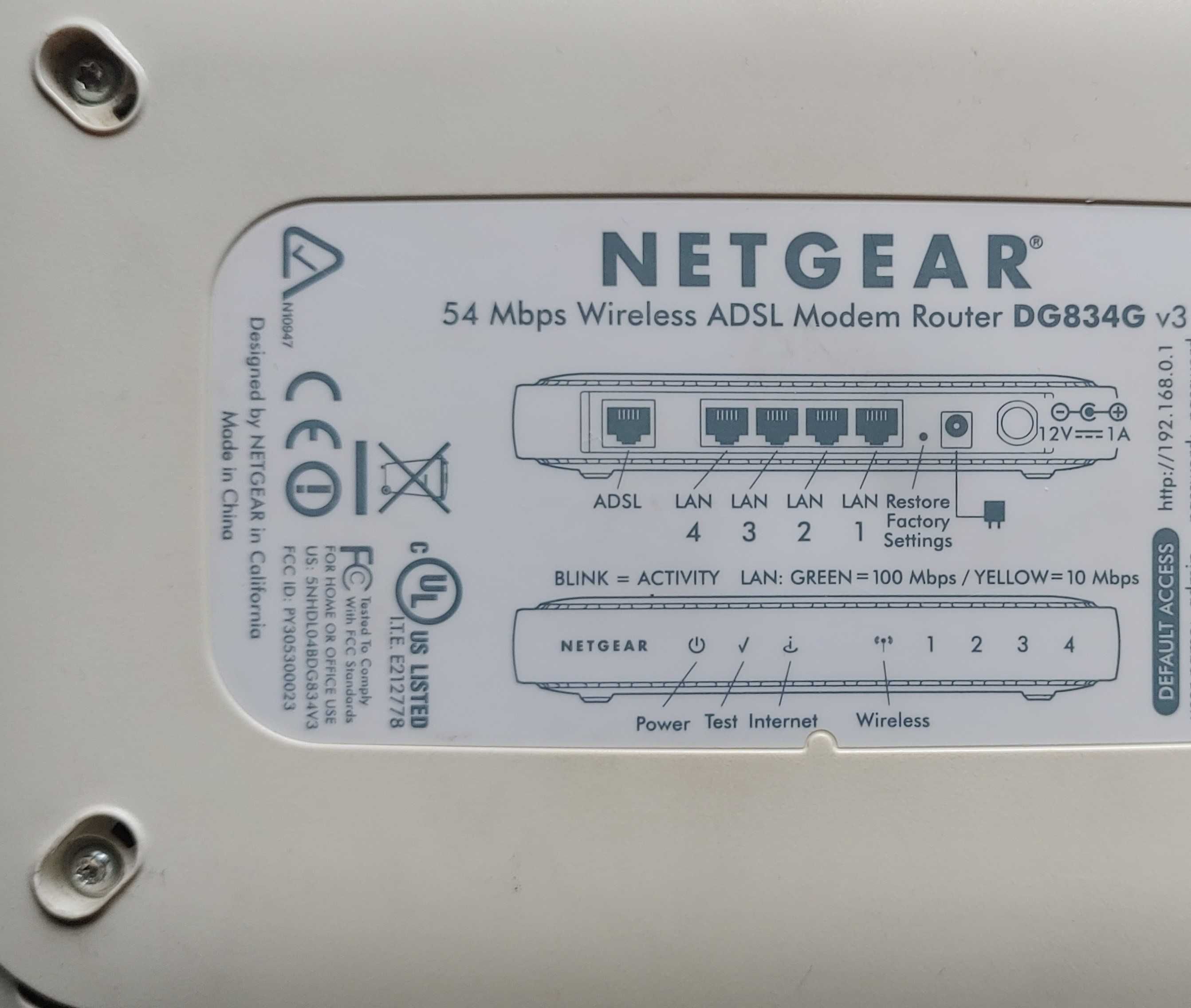 Router Modem ADSL Netgear DG834G v3 Komplet
